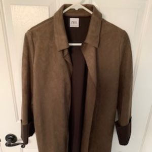 Zara brown knee length duster M
